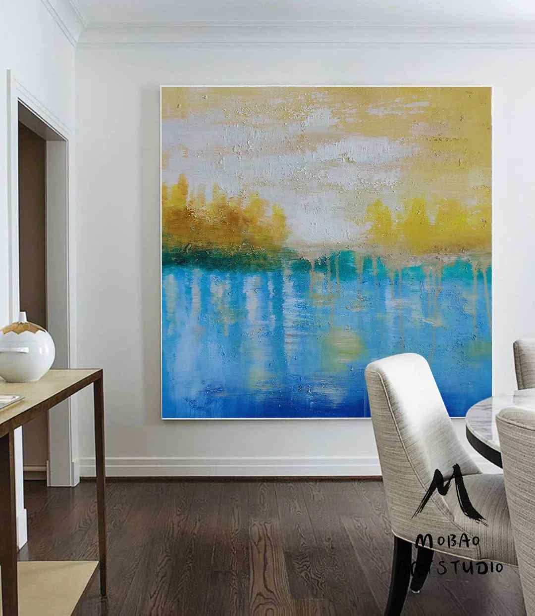 Pop Landscape Blue Abstract Canvas Artwork LF0RB wall art